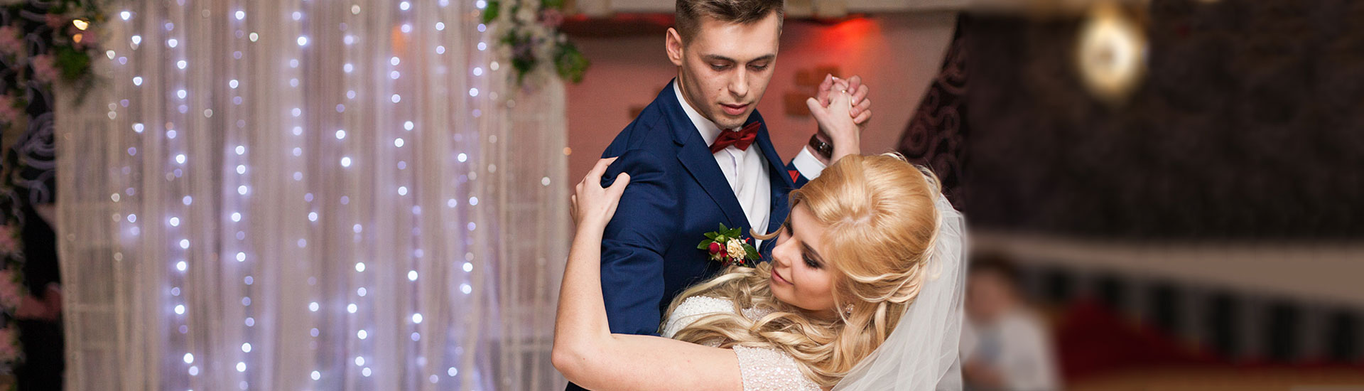 Newlyweds Elegant Dance at the Wedding Reception Hall