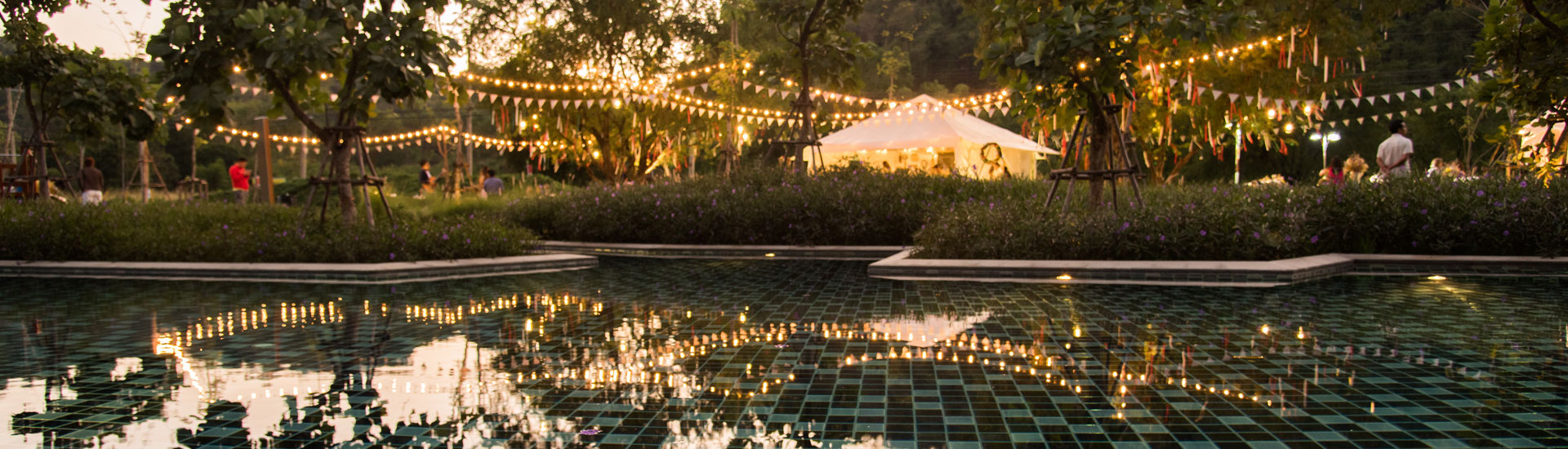 Camping Party With Pool in the Evening Time With Natural Light